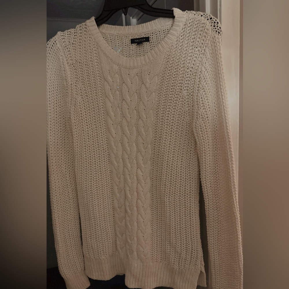 Nautica Beige Cream Sweater for Cozy Fall Size Medium